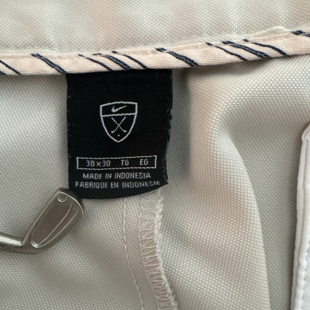 Nike Men's 38x30 (Fit 38x29.5) Beige Pleated Chino Golf Pants Cuffed - Picture 3 of 13